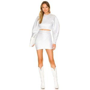 Lovers and Friends Lior Foil Print Knit Mini Skirt Silver
